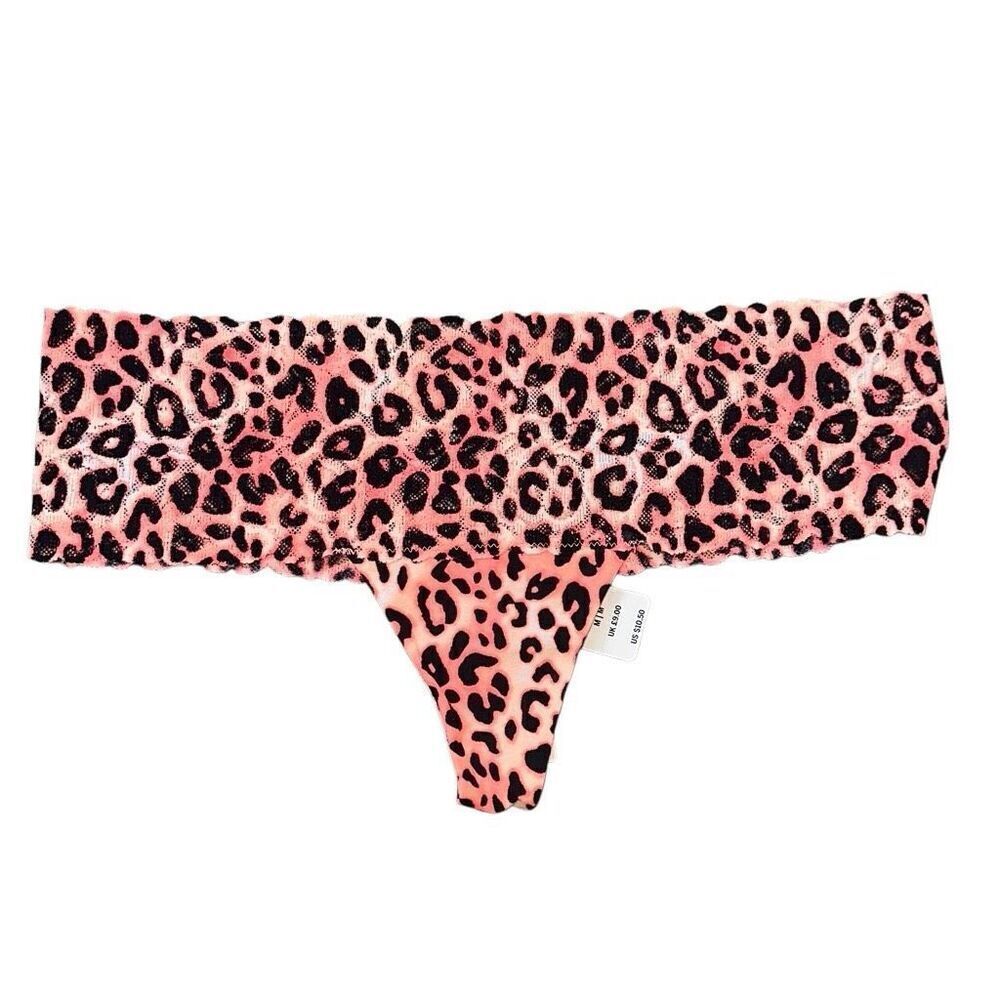 Victoria’s Secret Pink 2019 NWT neon leopard pink wide band thong